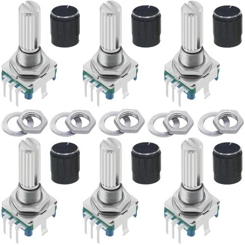 WWZMDiB 6 Unids EC11 Rotary Encoder con botón 360° 5 pines y tapa de perilla para Arduino, Raspberry Pi, ESP32