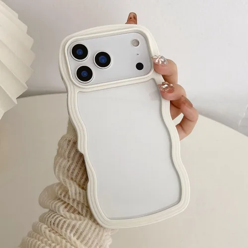 Vista 33 de QLTYPRI Funda compatible con iPhone 7/8/SE, bonita funda transparente con marco ondulado rizado para niñas y mujeres, funda protectora de TPU