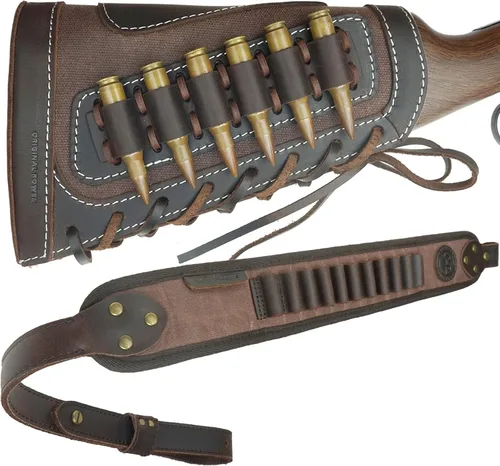 Vista 11 de Arma de lona de cuero con funda de soporte de carcasa para 12ga .22lr .45-70 .308 .30-06 Cal
