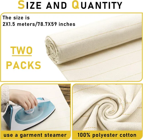 Vista 2 de Tatuo 2 paños grandes de 79 x 59 pulgadas con líneas marcadas – Primary Monk's Cloth Punch Needle Fabric for Punch Needle Tufting DIY Crafts Rug