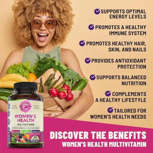 Vista 5 de Paquete de multivitaminas diarias de berberina premium y para mujer (una botella cada una). Colectivamente apoya el bienestar holístico, energía