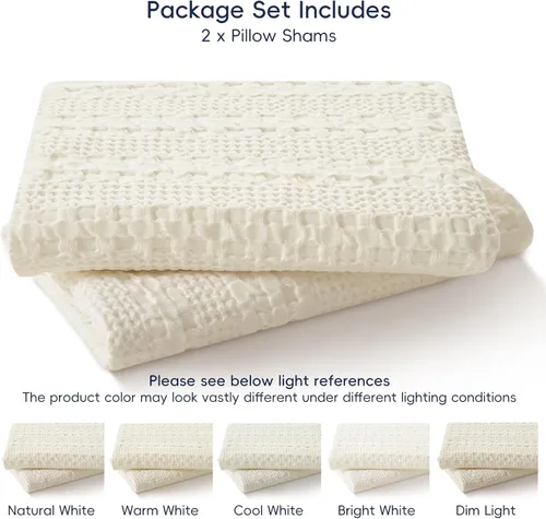 Vista 327 de PHF - Fundas de almohada 100% algodón con tejido gofre europeo, 26 x 26 pulgadas, 2 unidades para decoración elegante del hogar, para cama, sin