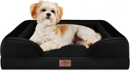 Vista 223 de Comfort Expression - Cama ortopédica para perros medianos de 30x20 pulgadas, cama impermeable de espuma de huevera para mascotas medianas