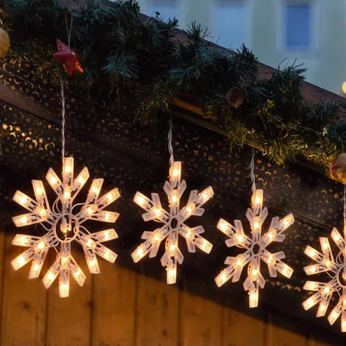 Vista 7 de Cadena de luces navideñas de 9 pies con 6 gotas, 100 mini bombillas conectables, cortina de hadas de carámbano, enchufe para Navidad, hogar