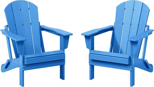 Vista 30 de WestinTrends Malibu - Juego de 2 sillas Adirondack plegables de polietileno para exteriores, color blanco