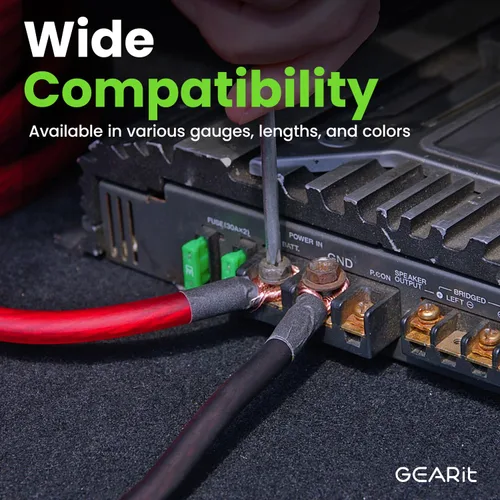 Vista 5 de GEARit Cable de tierra de cobre libre de oxígeno OFC calibre 1/0 (25 pies - negro translúcido) 0 AWG - Cable principal automotriz