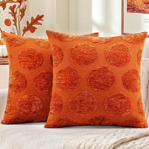Vista 43 de Farmhouse - Juego de 2 fundas de terciopelo de cojines decorativos con bordes adornados, para sofá o sala de estar.