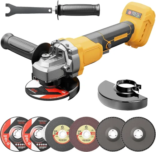 Amoladora angular inalámbrica, amoladora eléctrica sin escobillas de 4-1/2 pulgadas, compatible con batería DeWalt de 20 V MAX, 3 velocidades, 7000