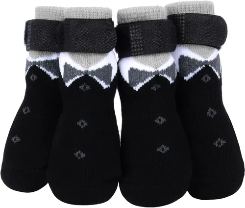 PETLOFT Calcetines antideslizantes para perro, 4 piezas calcetines antideslizantes para interiores con correa de cierre desmontable ajustable para