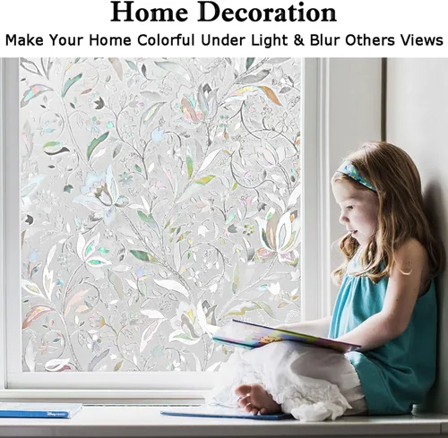Vista 4 de Kromapolis Película de privacidad para ventana, cubierta de vinilo para ventanas, película decorativa de vitral, película de privacidad esmerilada