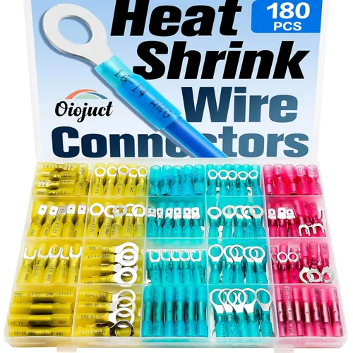 Vista 8 de 90 piezas de conectores de cables termorretráctiles eléctricos - Kit de Oiojuct para alambres marinos y automotrices, surtido de terminales