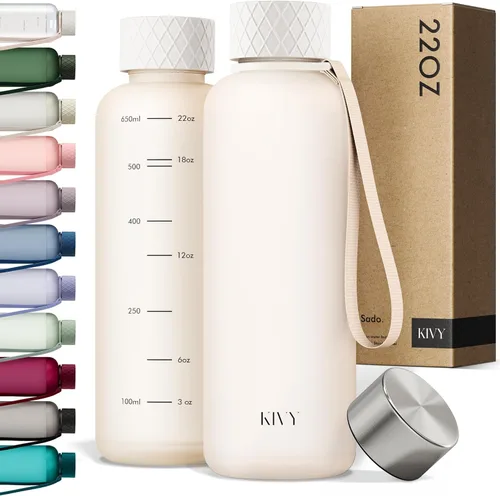 Vista 43 de KIVY Botella de agua delgada de 22 onzas [ligera e inastillable] – Botella de agua reutilizable de Tritan – Botella a prueba de fugas para mujeres