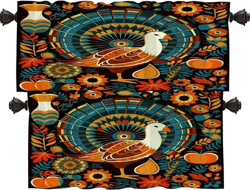 Vista 45 de Shrahala Orange Autumn Autumn Tier Curtains for Kitchen Windows, Fall Cafe Curtain Multilayer Polyester Blackout Half Valances for Windows 2 Pack 26