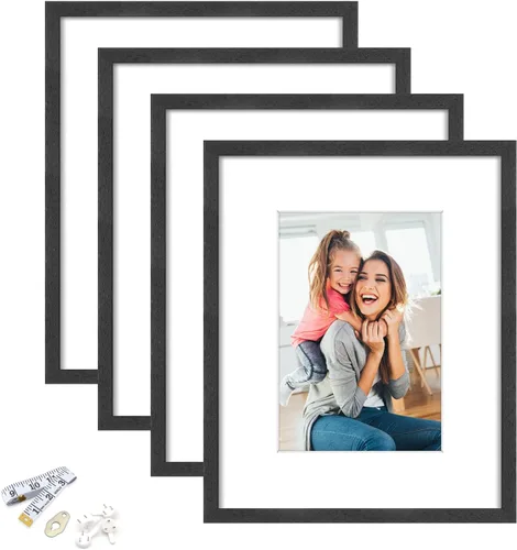 Portarretratos de 8 x 10 pulgadas, marco de fotos de madera negra de 5 x 7 pulgadas con paspartú o de 8 x 10 pulgadas sin paspartú, con vidrio