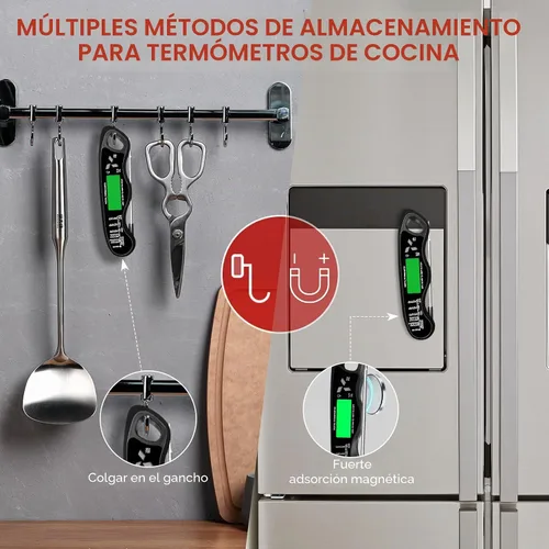 Vista 7 de Termómetro de cocina,IP67 impermeable termómetro de carne digital Negro