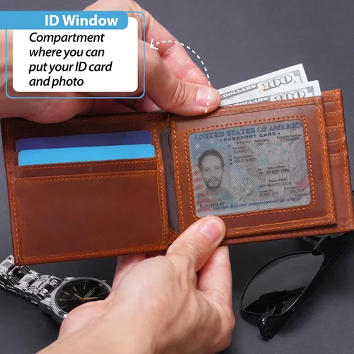 Vista 6 de Personalized Valentines Day Gifts for Husband, Custom Engraved Monogram Wallet, Leather Wallet for Boyfriend Fathers Days, Anniversary, Wedding