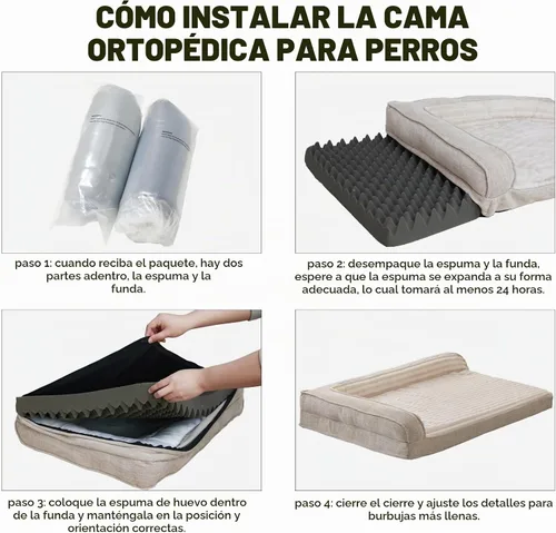 Vista 6 de WINDRACING Camas ortopédicas para perros pequeños, sofá cama impermeable de espuma de huevo para perros con lados de refuerzo en L, cama lavable