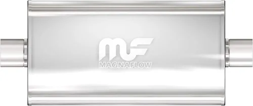 MagnaFlow 12576 - Silenciador de escape Performance 12576: entrada/salida de 2.5"/2.5", ovalado, 5x11x22", acero inoxidable, acabado satinado