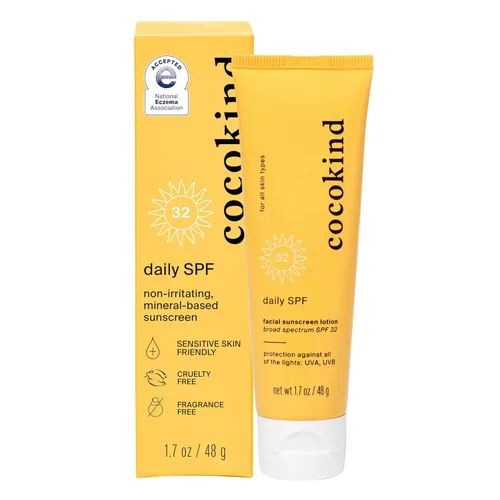 Cocokind SPF diario, protector solar facial, protector solar mineral con óxido de zinc, sin perfume, protector solar seguro para arrecifes con