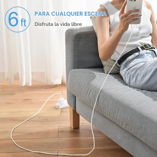 Vista 8 de Cargador de carga rápida para iPhone 17, 16, 15, paquete de 2+2 cargadores de pared USB C de 20 W con cable de carga rápida de 6 pies compatible