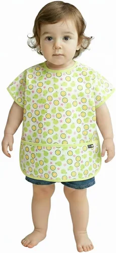 Vista 9 de Plie Short Sleeve Waterproof Bib for Toddlers – Easy Clean Feeding Apron for Mealtime, Daycare, Self-Feeding, Lightweight