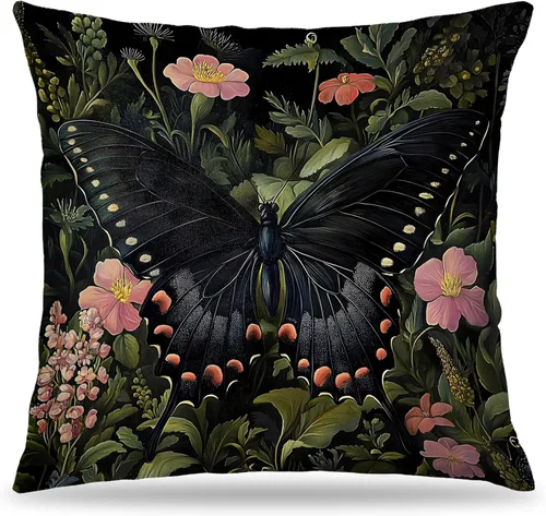 Vista 46 de Juego de 2 fundas de almohada de 18 x 18 pulgadas inspiradas en William Morris, estilo Art Deco, fundas decorativas de almohada con diseño de búho