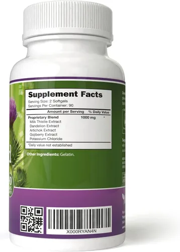 Vista 2 de Liver Kidney Aid, Herbal Based Ingredients Supports Liver and Kidney Health, 90 Days Supply (180 Softgels)