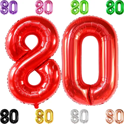 Vista 11 de KatchOn, Globos gigantes morados del número 80 – 40 pulgadas Decoraciones de cumpleaños 80 para mujer Globo de cumpleaños 80 morado Globos