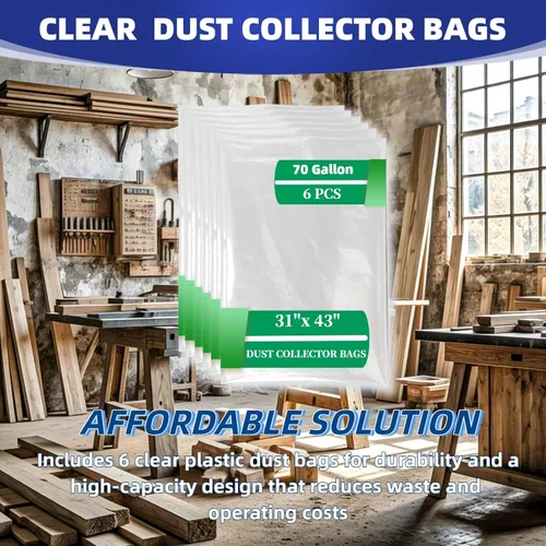 Vista 5 de 709563 Bolsas colectoras de polvo de plástico transparente para JET Lower Dust Collection DC-1100VX, DC-1200VX Central Machinery Dust Collectors Bag