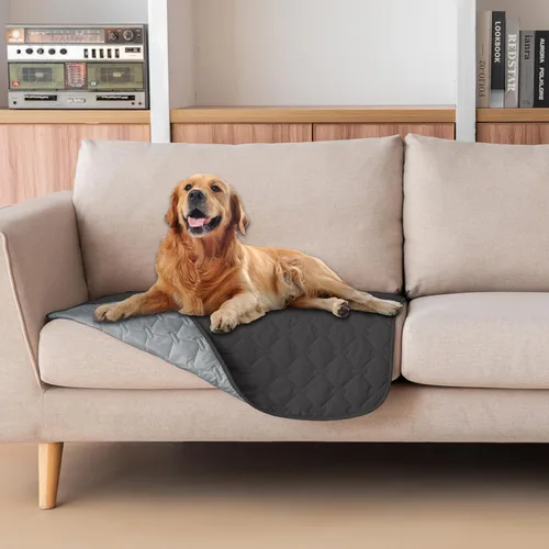 Vista 35 de gogobunny - Manta para perros y gatos 100% impermeable y de doble cara, funda suave para cama de mascotas, reversible, protege muebles, carbón