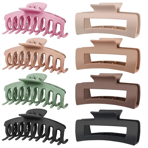 TOCESS - Pinza de pelo grande, 4.0 in, antideslizante, para mujeres y niñas, pelo fino, pinzas para el pelo grueso y resistente, 4 colores