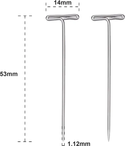 Vista 2 de Mudder Paquete de 100 pines en T para peluca de 2 pulgadas con caja de plástico, color plateado