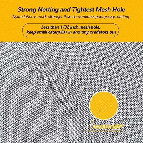 Vista 4 de Hábitat de mariposa monarca resistente de 30 pulgadas, jaula plegable para exteriores, terrario con protección de cremallera