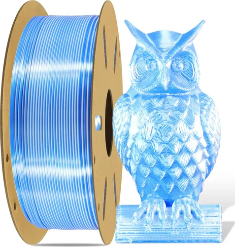 Vista 23 de Paquete de filamento PLA de 1.75 mm para impresora 3D: Brilla en verde oscuro/azul/púrpura/arco iris, un carrete transparente multicolor, cada