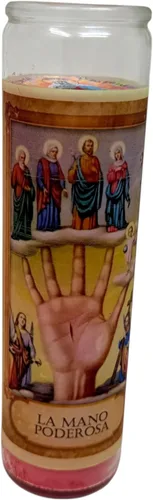 Vista 7 de Un perfumado Veladora,La Mano poderosa, Vaso Grande 14 oz veladora novenaria con poderosa oración al reverso (Inglés)