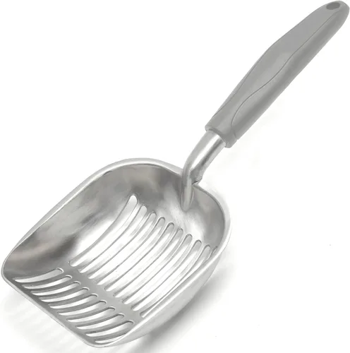 Vista 20 de Cuchara de arena para gatos, tamiz de aleación de aluminio, cuchara para gatitos, cuchara pequeña para gatos que es resistente y resistente