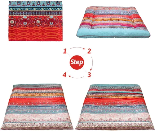 Vista 441 de Colchón futón japonés de piso gris constelación, de piso tatami, portátil, para acampar, para niños, sofá cama plegable enrollable con protector