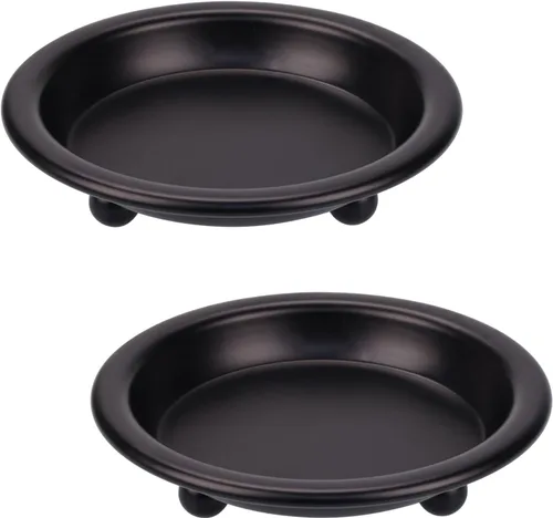 Bandejas redondas vintage para velas, platos decorativos de hierro para decoración del hogar, 4.2 pulgadas de diámetro para velas de pilar y Negro