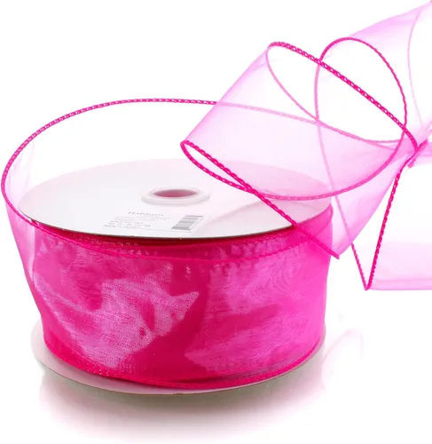 Vista 10 de Cinta de organza transparente con alambre de 2.5 pulgadas, color plateado de 10 yardas 009 Plata HBC
