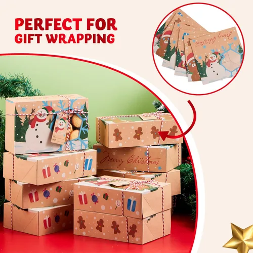 Vista 4 de JOYIN 24 cajas para hornear de regalo de galletas de Navidad de 8.75 x 5.75 x 2.75 pulgadas con ventana emergente automática, cajas de regalo