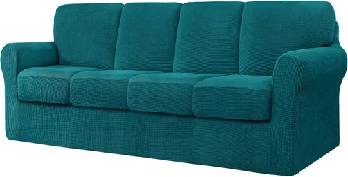 Vista 184 de CHUN YI Fundas para sofá de 7 piezas, lavables, fundas elásticas para sofá de 3 cojines con respaldo y fundas de cojín separados, protector