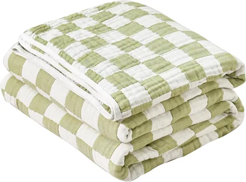 Vista 14 de SANACYNA Manta de muselina 100% algodón de 6 capas de gasa, ligera, suave y transpirable, para sofá y cama, ambos lados