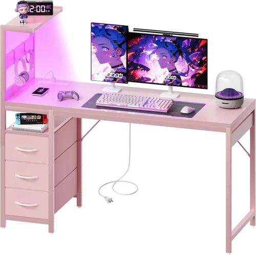 Vista 9 de Escritorio pequeño para computadora de juegos de 40 pulgadas con luces LED Negro