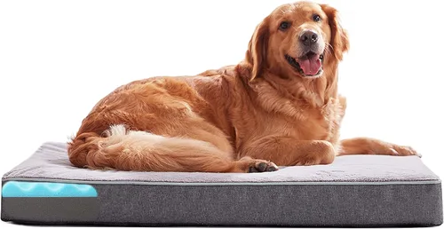 Vista 14 de Cama refrescante para perros grandes, cama ortopédica de espuma viscoelástica para mascotas con funda extraíble lavable, ideal para perros Rosa