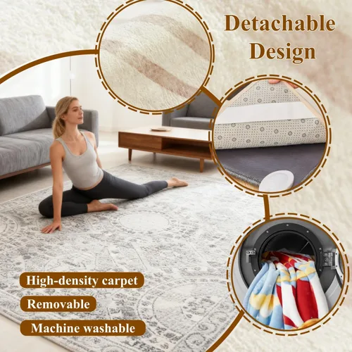 Vista 4 de Large Graphene Electric Heated Floor Mat, Electric Heated Area Rug with 60 Gear Adjustment Temperature, Plug in Heating Mat, for Home Office Study