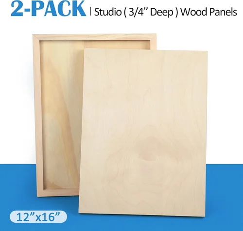 Vista 7 de Falling in Art Kit de paneles de madera de abedul sin terminar, paquete de 2 tablas de cuna de estudio de 3/4 pulgadas de profundidad de 12 x 16