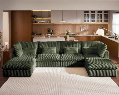 Vista 31 de Sofá modular de felpilla de 77 pulgadas, sofá modular de nube lavable con otomana, sofás seccionales de 3 plazas para sala de estar, cubierta