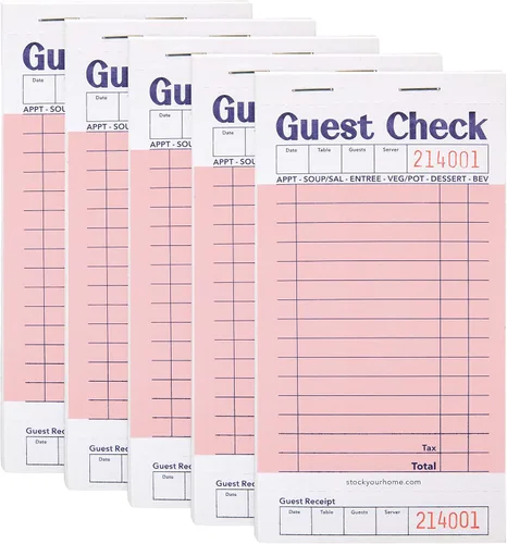 Vista 12 de Stock Your Home Libros verdes de cheques de invitados para servidores (paquete de 20) bloc de notas de servidor, cuaderno de cheques de camarero