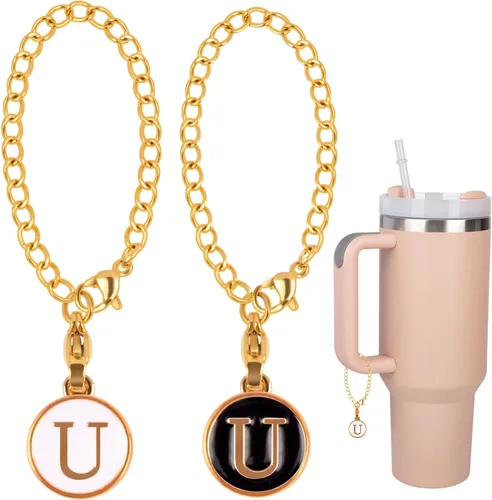 Vista 14 de 2 dijes de letra O para Stanley, simples y modernos, placa de identificación con nombre de taza inicial, dije personalizado para vaso Stanley, mango