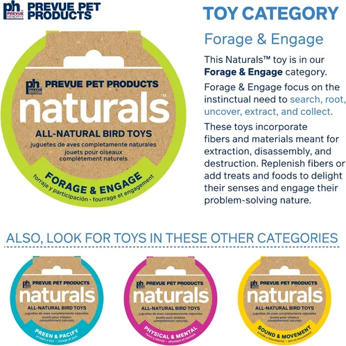 Vista 5 de Prevue Pet Products Naturals - Caminata de coco doble para animales pequeños y pájaros 62818,16X4X9